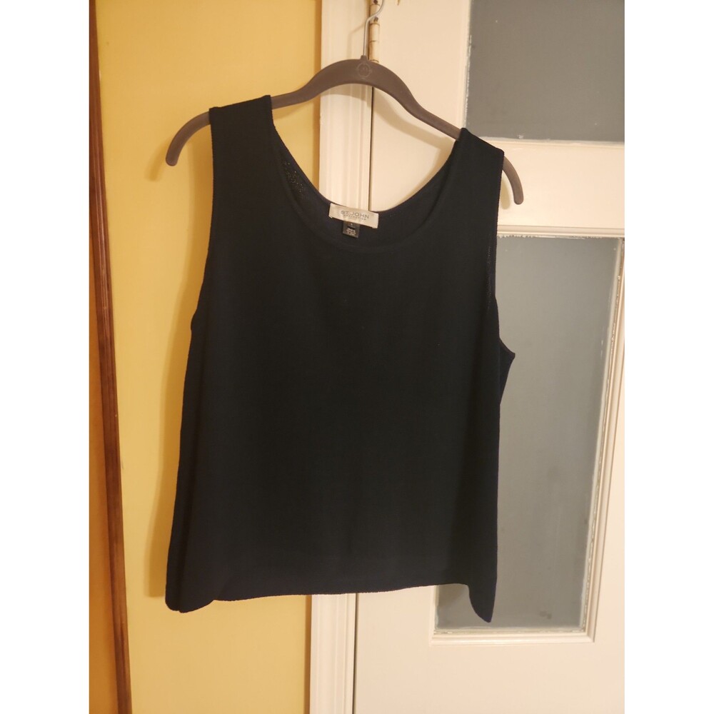 St. John Collection Navy Blue Wool-Blend Knit Tank Size L